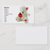 Weißer Teddybär, der ein rotes Herz hält Visitenkarte (Vorne/Hinten)