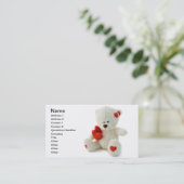 Weißer Teddybär, der ein rotes Herz hält Visitenkarte (Stehend Vorderseite)
