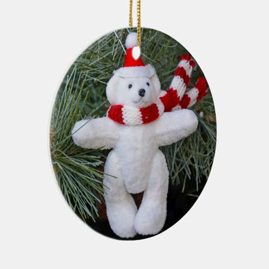 Weißer Teddybär Keramik Ornament (Rechts)