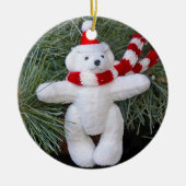 Weißer Teddybär Keramik Ornament (Vorne)