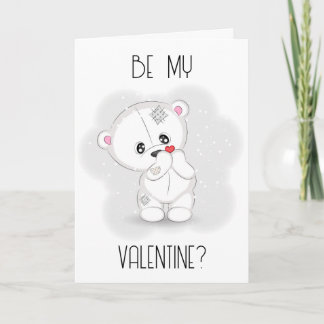 Weißer Teddybär mit Herz Valentinstag Feiertagskarte