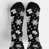 Weißer Teddybär & Schneeflocken Nahtloses Muster Socken (Oben)