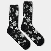 Weißer Teddybär & Schneeflocken Nahtloses Muster Socken (Rechts)