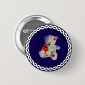Weißer Teddybär, weißer Rahmen, Button (Vorne & Hinten)
