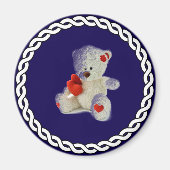 Weißer Teddybär, weißer Rahmen, Magnet (Vorne)
