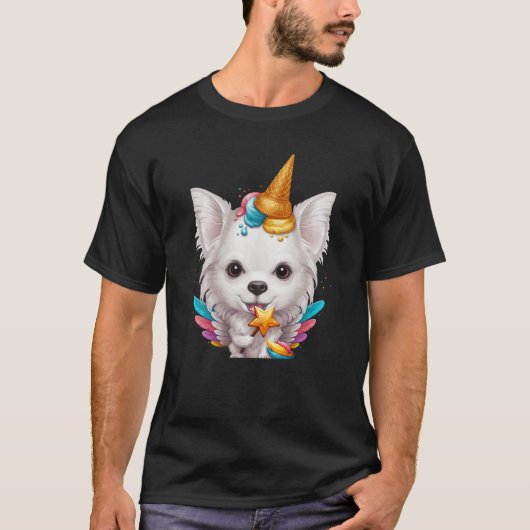 Weißer Tee Chihuahua Eiscreme Einicorn (Vorderseite)