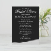 Weißer Text auf Black Bridal Dusche Einladung (Stehend Vorderseite)