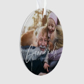 Weißer Text | Enkelkinder machen Life Grand Foto Ornament (Vorderseite)