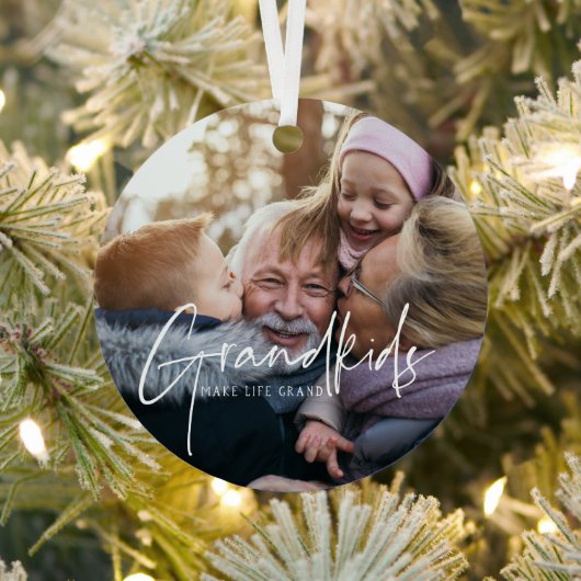 Weißer Text | Grandkids Make Life Grand Foto Ornam Ornament Aus Metall (InSitu)