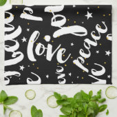 Weißer Text im schwarzen Hintergrund Küchentuch (Gefaltet)