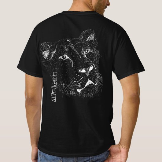 Weißer Text l Wild African Lion druckt auf der Rüc T-Shirt (Rückseite)