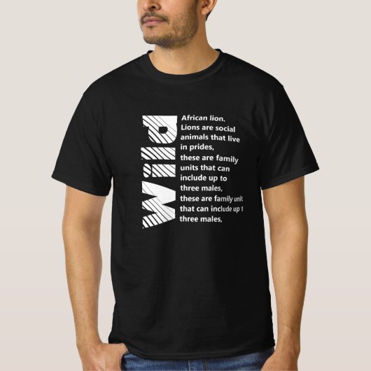 Weißer Text l Wild African Lion druckt auf der Rüc T-Shirt (Vorderseite)