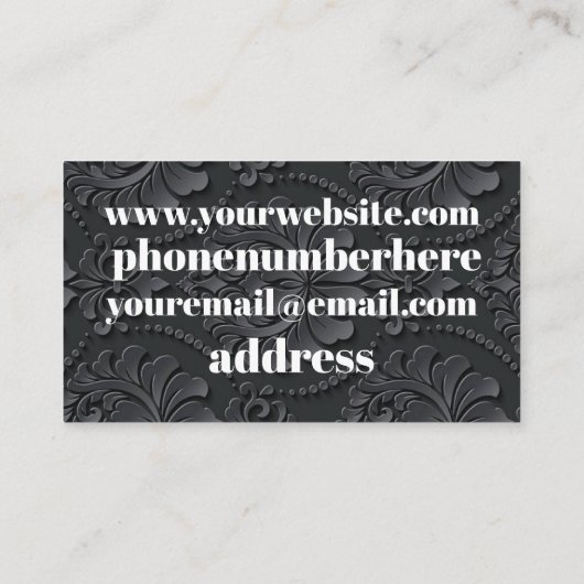 Weißer Text mit schwarzem Hintergrund - Visitenkar Visitenkarte (Rückseite)