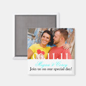 Weißer Text: Save the Date Magnet (Vorderseite/Rückseite)