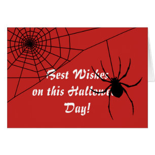 Weißer Text, Spider & Web, Rote Halloween-Karte