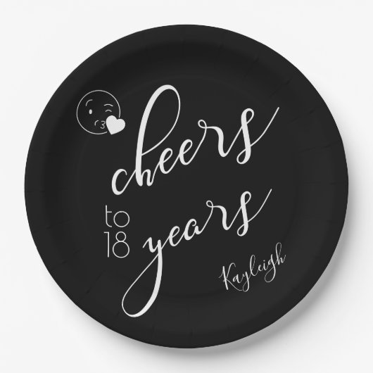 Weißer Text über Schwarz Moderne jubelt bis 18 Jah Pappteller (Vorderseite)