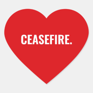 Weißer Text zur Waffenruhe minimalistisch gegen de Herz-Aufkleber