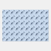 Weißer Thunfisch in der Marine auf Pastellblau in  Geschenkpapier Set (Vorderseite)