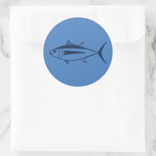Weißer Thunfisch in Meeresblau am Ägäischen Blau Runder Aufkleber (Tasche)