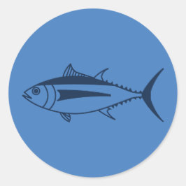 Weißer Thunfisch in Meeresblau am Ägäischen Blau Runder Aufkleber