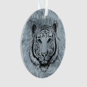 Weißer Tiger auf Frost-Glashintergrund Ornament (Vorderseite)