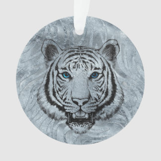 Weißer Tiger auf Frost-Glashintergrund Ornament