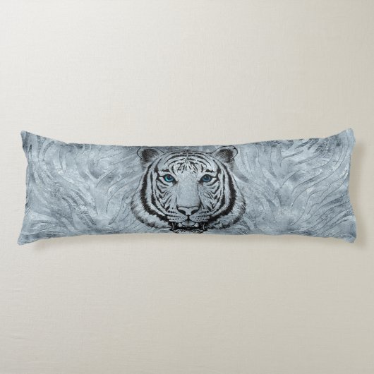 Weißer Tiger auf Frost-Glashintergrund Seitenschläferkissen (Vorderseite)