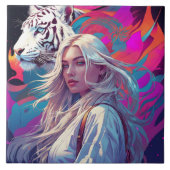 Weißer Tiger - Bewahren oder entwerfen Sie Ihr eig Fliese (Vorderseite)