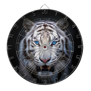 Weißer Tiger Blaue Augen Dartscheibe