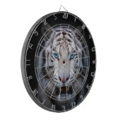 Weißer Tiger Blaue Augen Dartscheibe (Vorderseite Links)