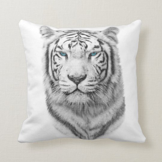 Weisser Tiger Blaue Augen Kissen Zazzle De