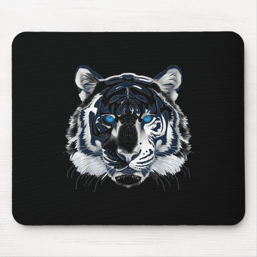 Weißer Tiger Blaue Augen Wildkatze Tier _1 Mousepad (Vorne)