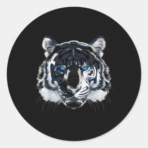 Weißer Tiger Blaue Augen Wildkatze Tier _1 Runder Aufkleber