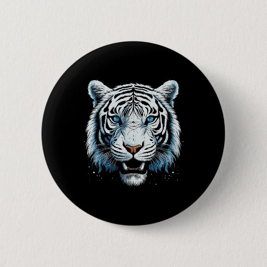 Weißer Tiger Blaue Augen Wildkatze Tier Button (Vorderseite)