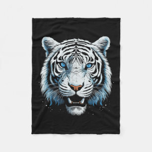 Weißer Tiger Blaue Augen Wildkatze Tier Fleecedecke