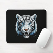 Weißer Tiger Blaue Augen Wildkatze Tier Mousepad (Mit Mouse)
