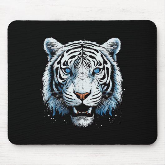 Weißer Tiger Blaue Augen Wildkatze Tier Mousepad (Vorne)