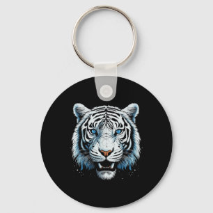 Weißer Tiger Blaue Augen Wildkatze Tier Schlüsselanhänger