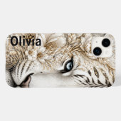 Weißer Tiger Blumendesign mit blauen Augen Case-Mate iPhone Hülle (Rückseite (Horizontal))