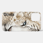 Weißer Tiger Blumendesign mit blauen Augen Case-Mate iPhone Hülle (Rückseite (Horizontal))