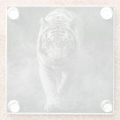 Weißer Tiger, der durch Rauch geht Glasuntersetzer (Rückseite)