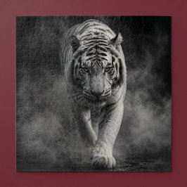 Weißer Tiger, der durch Rauch geht Puzzle