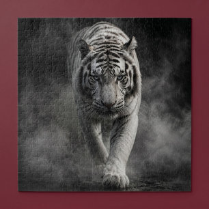 Weißer Tiger, der durch Rauch geht Puzzle