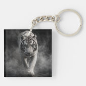 Weißer Tiger, der durch Rauch geht Schlüsselanhänger (Rückseite)