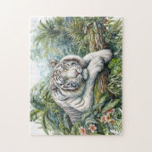 Weißer-Tiger-Dschungel-Aquarell-Puzzle Puzzle (Vertikal)