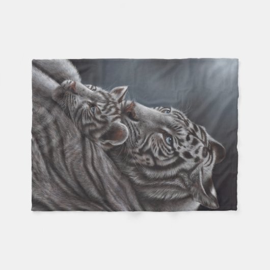 Weißer Tiger Fleecedecke (Vorderseite (Horizontal))