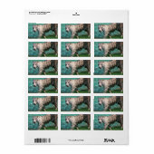 Weißer Tiger gegen blaues Wasserlauffoto Adressaufkleber (Vorne)