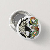 Weißer Tiger gegen grüner Drache im Yin-Yang-Bu Button (Vorne & Hinten)