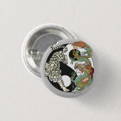 Weißer Tiger gegen grüner Drache im Yin-Yang-Bu Button (Vorne & Hinten)