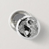 Weißer Tiger gegen grüner Drache im Yin-Yang Button (Vorne & Hinten)